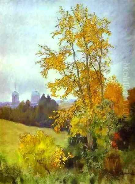 Autumn Landscape with a Church 1890 1899 Oil Painting by Isaak Ilyich Levitan