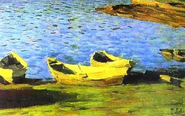 By the Riverside 1890 1899 Oil Painting by Isaak Ilyich Levitan