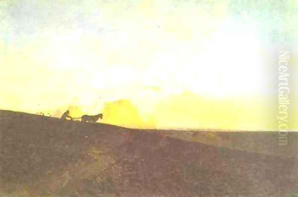 Evening in the Field 1883 Oil Painting by Isaak Ilyich Levitan