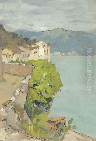 View of a coastal village Oil Painting by Isaak Ilyich Levitan