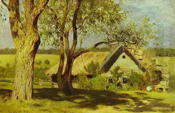 House with Broom Trees Study 1885 Oil Painting by Isaak Ilyich Levitan