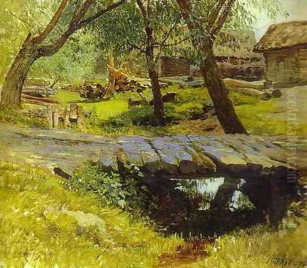 Footbridge Savvina Sloboda Study 1884 Oil Painting by Isaak Ilyich Levitan