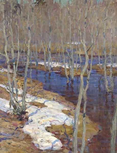 The thaw Oil Painting by Isaak Ilyich Levitan