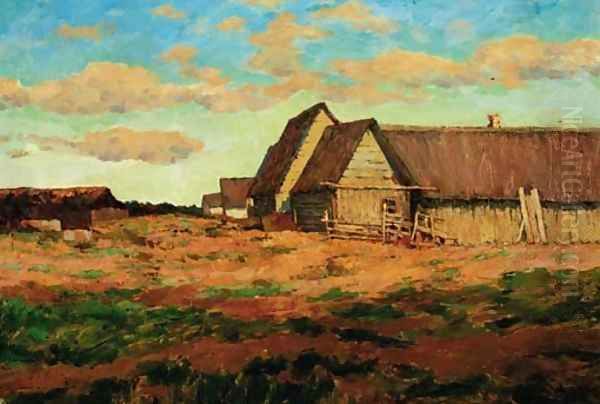 View of a rural Settlement Oil Painting by Isaak Ilyich Levitan