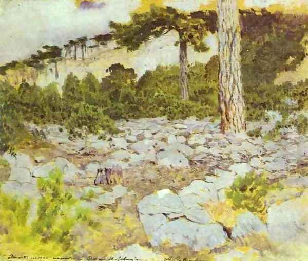 Crimea In the Mountains Study 1886 Oil Painting by Isaak Ilyich Levitan