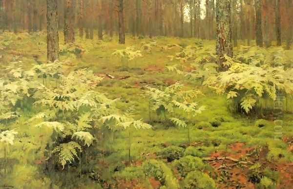 Ferns in a forest 1895 Oil Painting by Isaak Ilyich Levitan