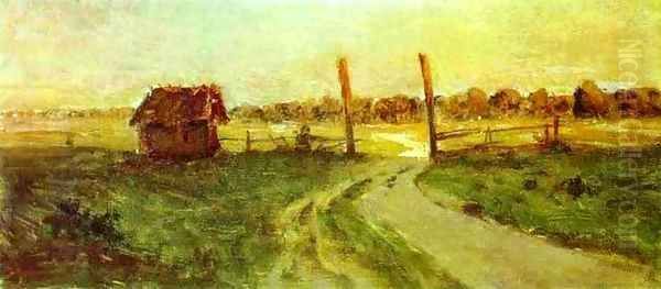 Landscape with an Izba Sketch 1899 Oil Painting by Isaak Ilyich Levitan