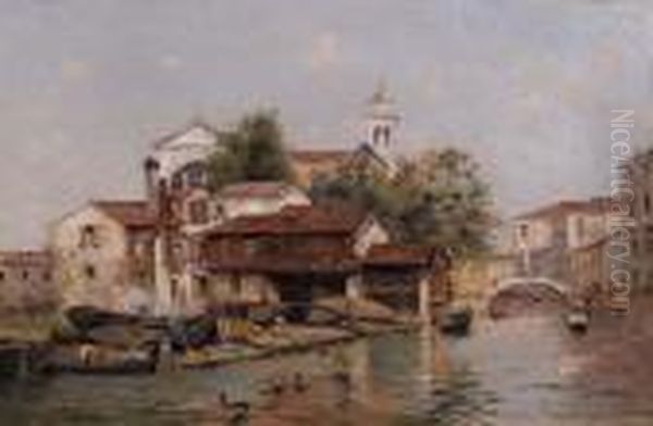 Squero Di San Trovaso Oil Painting by Antonio Maria de Reyna