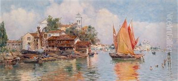 La Giudecca Bei Venedig Oil Painting by Antonio Maria de Reyna