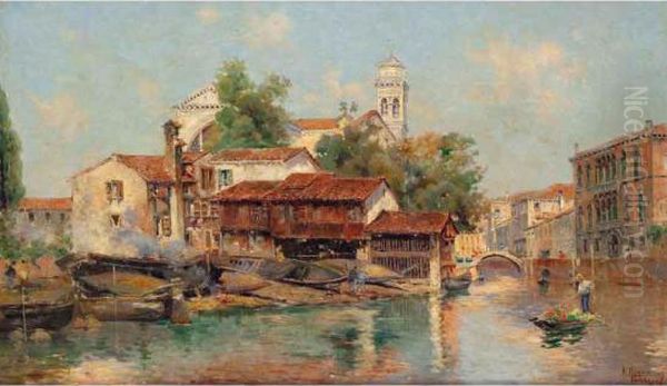 San Travaso, Venezia Oil Painting by Antonio Maria de Reyna