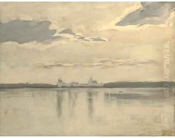 A monastery on the river Oil Painting by Isaak Ilyich Levitan