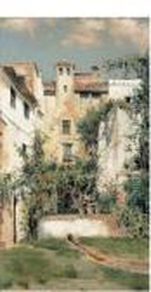 Scorcio Di Paese Oil Painting by Antonio Maria de Reyna