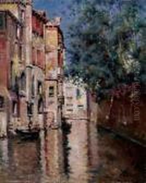 Canale Veneziano Oil Painting by Antonio Maria de Reyna