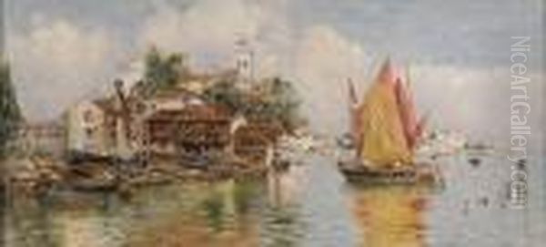 Venezianische Kanalszene. Oil Painting by Antonio Maria de Reyna