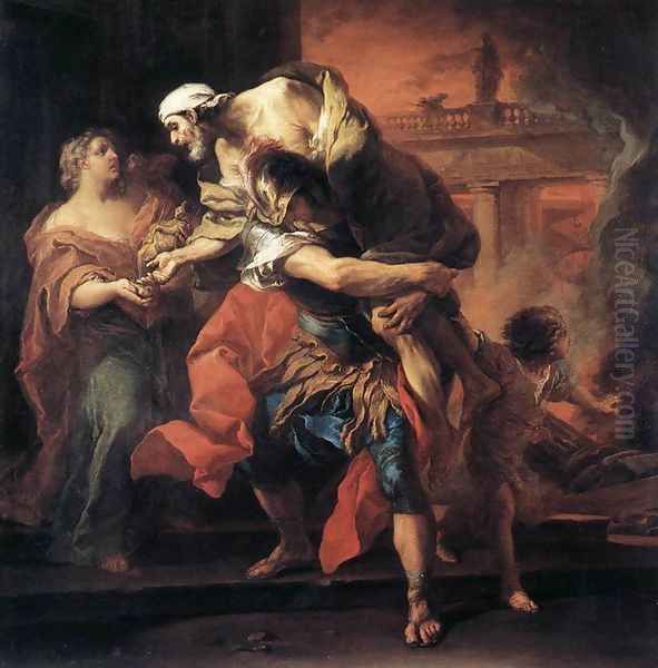 Aeneas Carrying Anchises 1729 Oil Painting by Carle van Loo