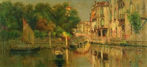 Venetian View Oil Painting by Antonio Maria de Reyna