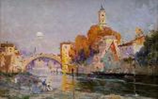 Canal De Venecia Oil Painting by Antonio Maria de Reyna