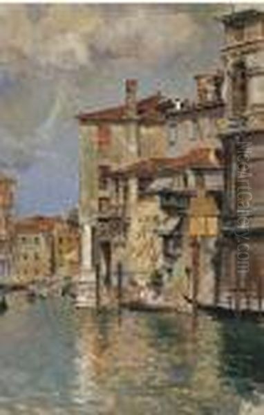 Canale A Venezia Oil Painting by Antonio Maria de Reyna