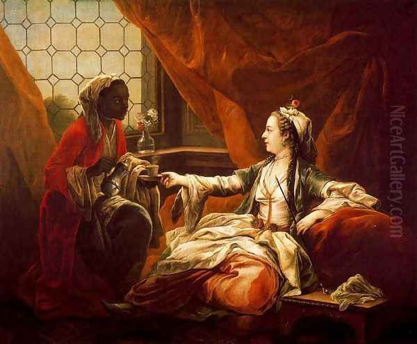 Sultana (representing Madame Pompadour) Oil Painting by Carle van Loo