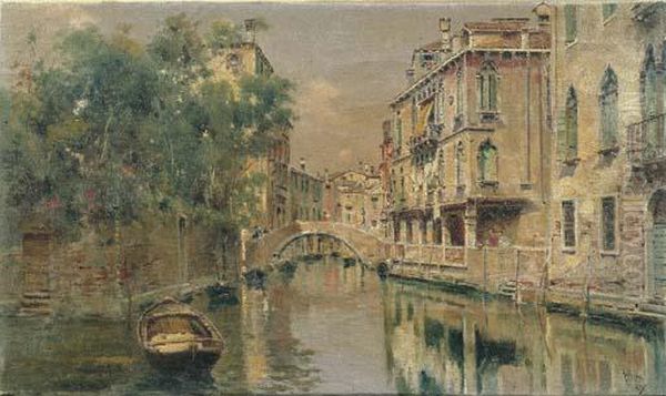 Venezia, Rio S.polo Oil Painting by Antonio Maria de Reyna