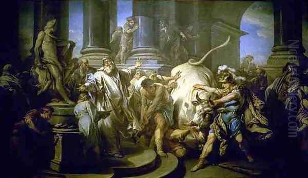 Theseus Conquering the Bull at Marathon Oil Painting by Carle van Loo