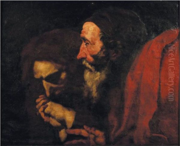 Hommes A La Priere Oil Painting by Jusepe de Ribera