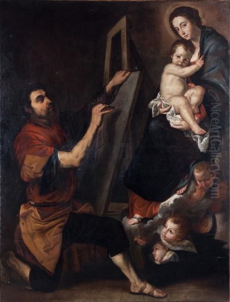 Saint Luc Peignant La Vierge Oil Painting by Jusepe de Ribera