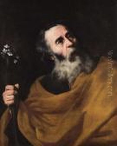 San Giuseppe Con Il Bastone Fiorito Oil Painting by Jusepe de Ribera