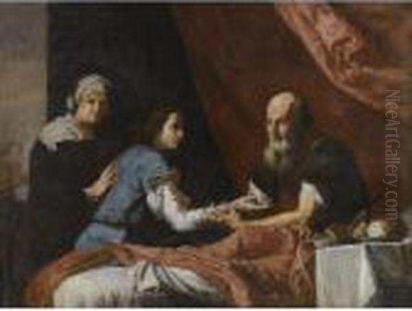 Jacob Stealing Esau's Birthright Oil Painting by Jusepe de Ribera