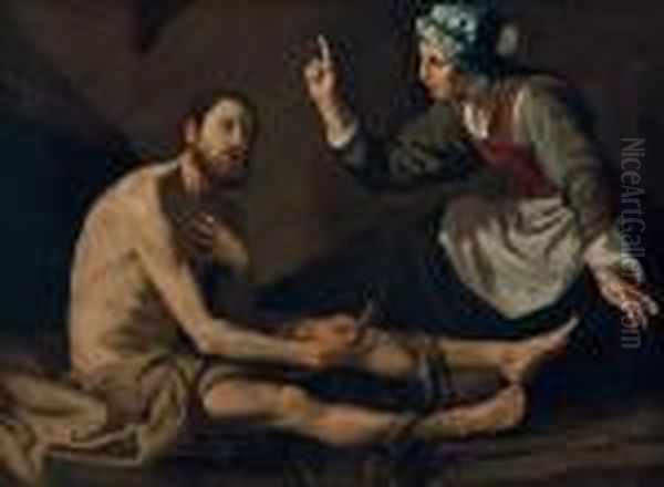 Job Berated By His Wife Oil Painting by Jusepe de Ribera