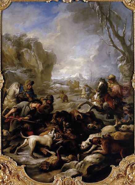 Bear Hunt 1736 Oil Painting by Carle van Loo