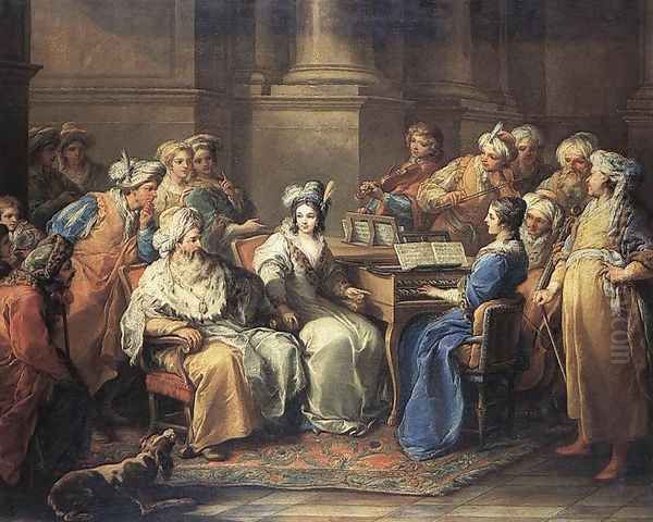 The Grand Turk Giving a Concert to his Mistress 1737 Oil Painting by Carle van Loo