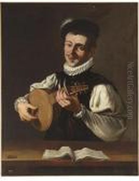 A Lute Player (the Sense Of Hearing) Oil Painting by Jusepe de Ribera