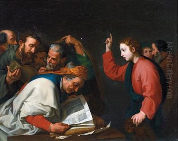 Christus Unter Denschriftgelehrten Oil Painting by Jusepe de Ribera