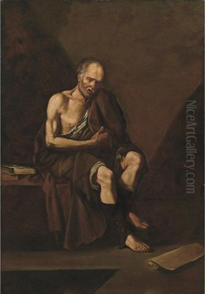 Eraclito Oil Painting by Jusepe de Ribera