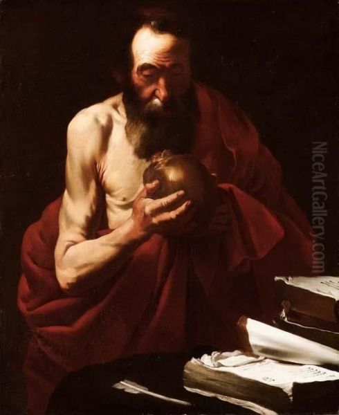 San Girolamo In Meditazione Oil Painting by Jusepe de Ribera