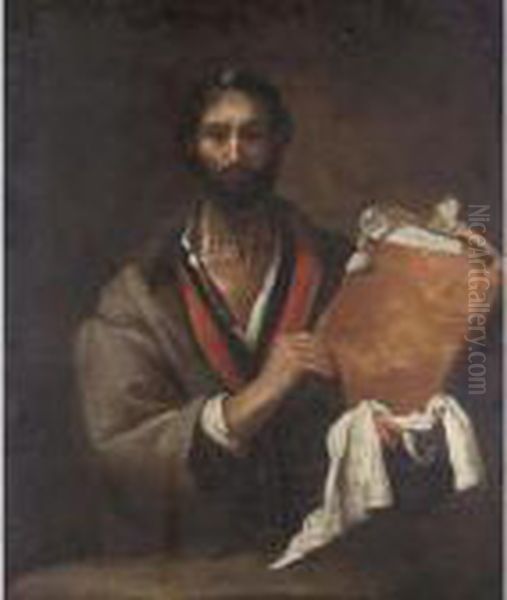 A Philosopher Holding A Book Oil Painting by Jusepe de Ribera