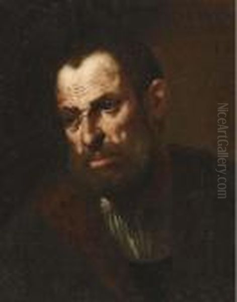 A Head Of A Bearded Man Oil Painting by Jusepe de Ribera