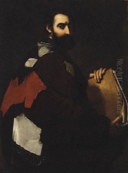 A Philosopher, Three-quarter-length, Holding A Book Oil Painting by Jusepe de Ribera