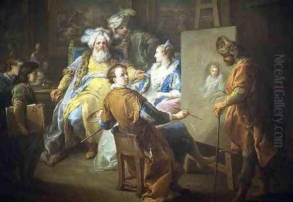 The Pasha Having his Mistress' Portrait Painted Oil Painting by Carle van Loo