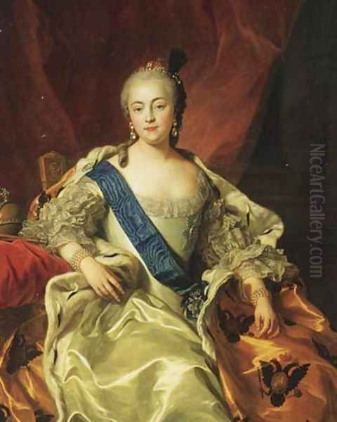 Yelizaveta Petrovna, Empress and Autocrat of all the Russias (1709-62) Oil Painting by Carle van Loo