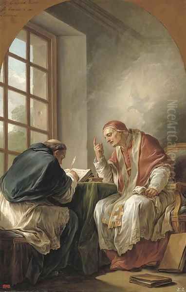 Saint Gregory dictating his homilies a modello Oil Painting by Carle van Loo