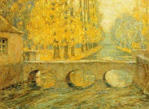 Bridge, Autumn, Gisors Oil Painting by Henri Eugene Augustin Le Sidaner