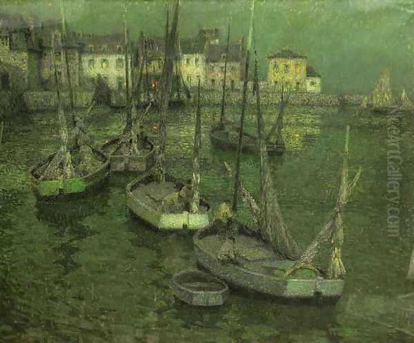 Fishing Boats Oil Painting by Henri Eugene Augustin Le Sidaner