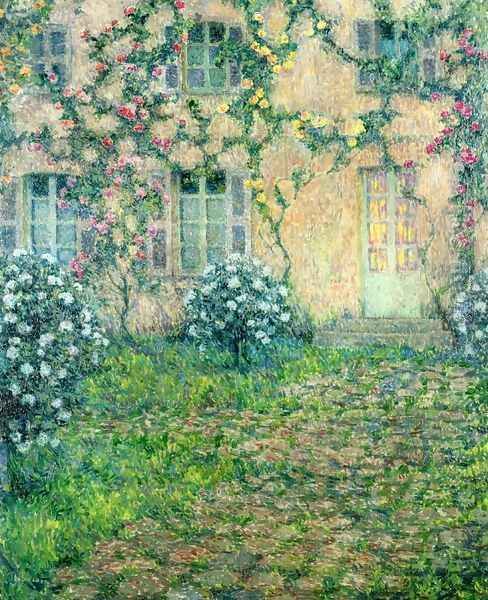 House with Roses Oil Painting by Henri Eugene Augustin Le Sidaner