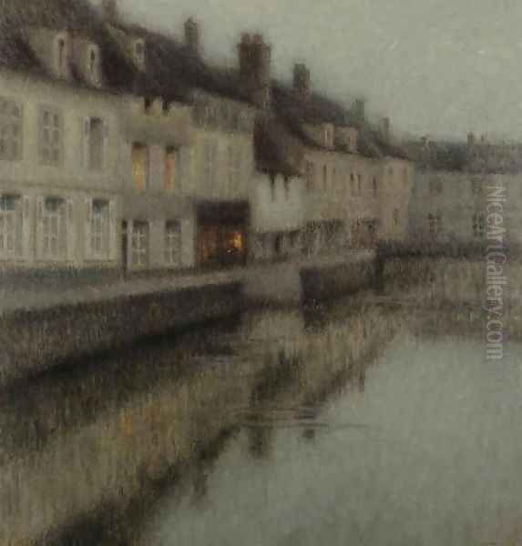 Crepuscule. Maisons quai du Rosaire Oil Painting by Henri Eugene Augustin Le Sidaner