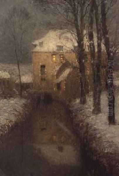 A House in Winter Oil Painting by Henri Eugene Augustin Le Sidaner