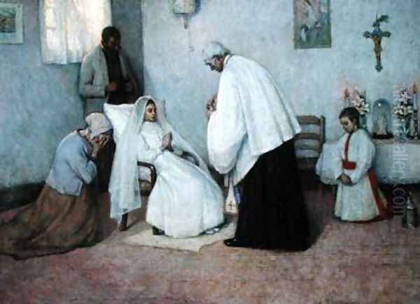 Communion in Extremis Oil Painting by Henri Eugene Augustin Le Sidaner