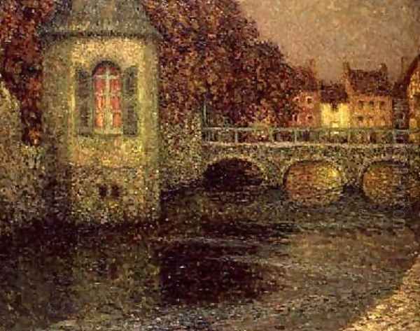 Night in Normandy Oil Painting by Henri Eugene Augustin Le Sidaner