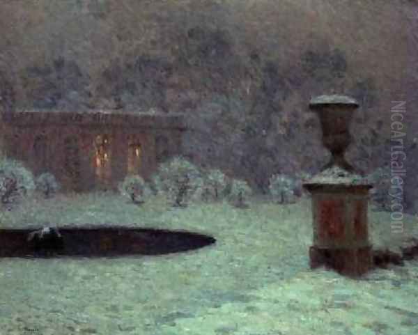 The Trianon Under Snow Oil Painting by Henri Eugene Augustin Le Sidaner